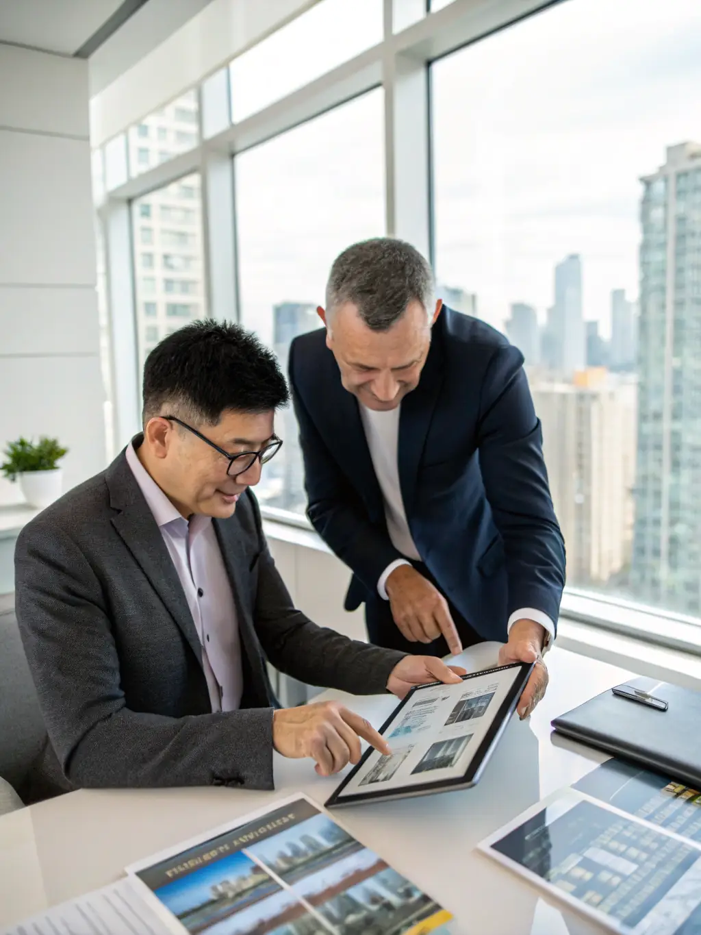 A professional real estate agent from LeavingIL.com is shown discussing market analysis data with an Illinois homeowner at their kitchen table, emphasizing the importance of pricing strategy.