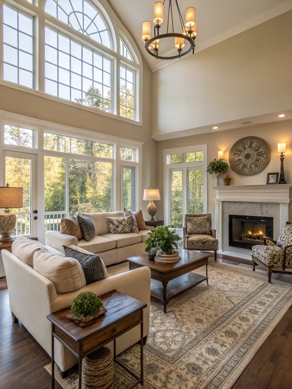 A photo of a well-staged living room in an Illinois home, bathed in natural light, showcasing the home's appeal to potential buyers. The image represents the initial steps in preparing a home for sale with LeavingIL.com.